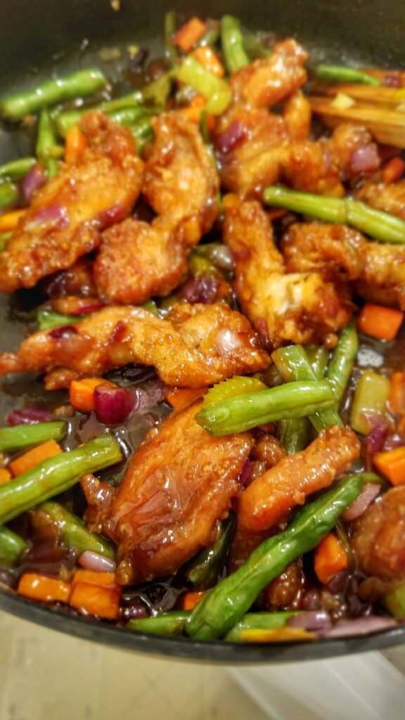 crispy garlic chili chicken stir fry