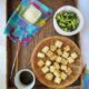 crispy tofu bites with tangy sauce, and a side of broccoli