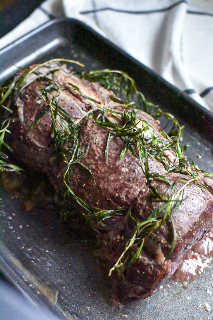 slow roasted beef tenderloin wrapped in rosemary