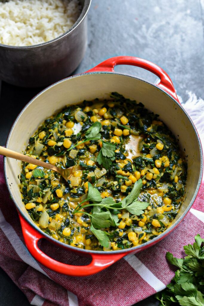 vegan saag spinach curry