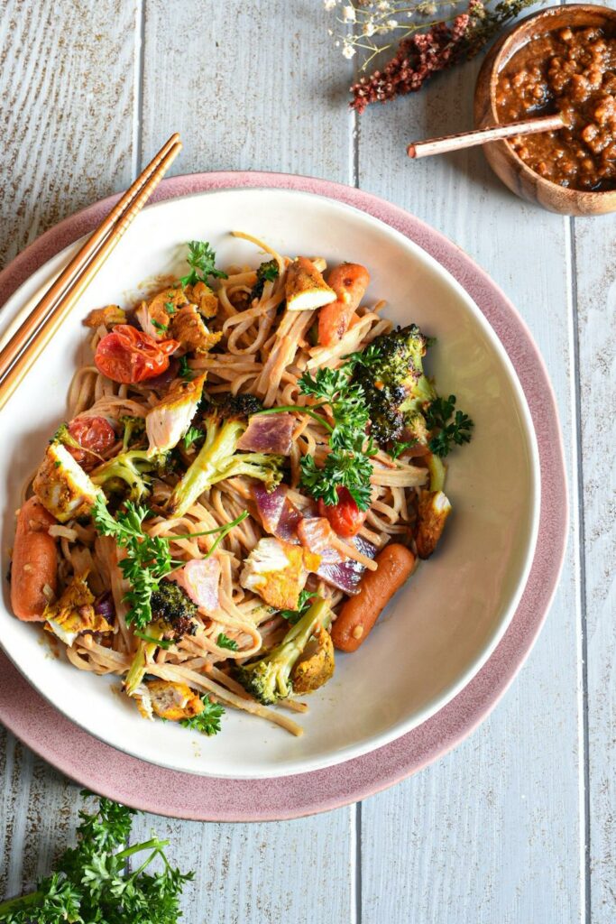 rice noodles with peanut sauce