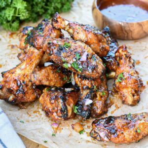 A pile of chipotle ginger orange grilled chicken wings