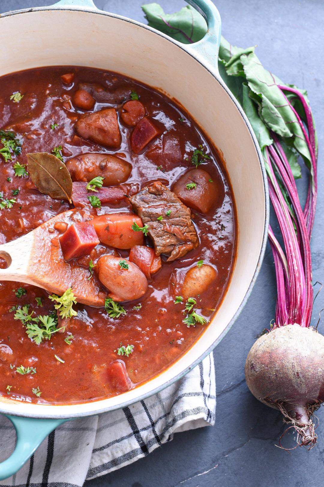 Stovetop Beef Stew With Potatoes And Beets - Recipe Hippie