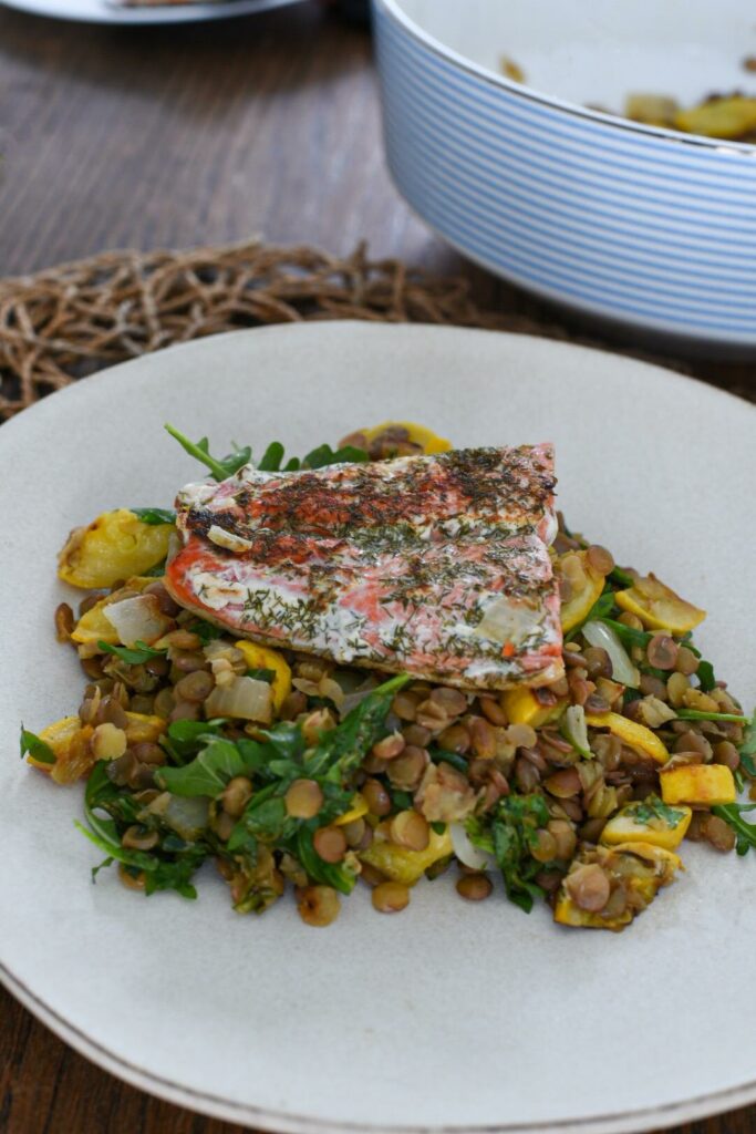 salmon and lentils