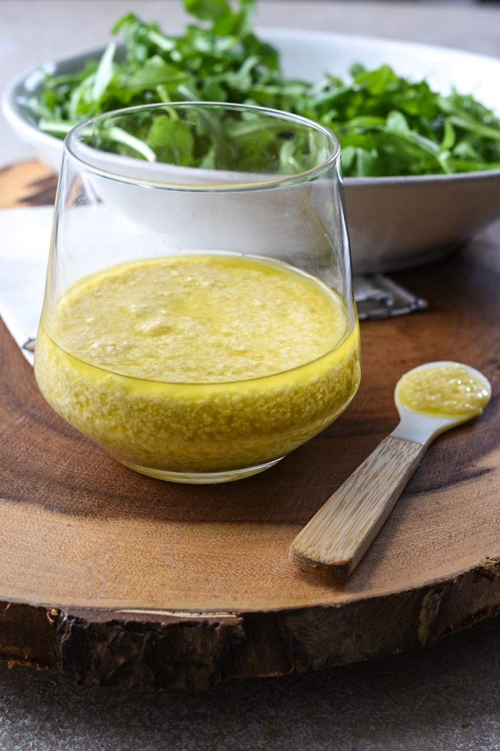 IMG_1117 Side view of parmesan vinaigrette that has not been blended yet