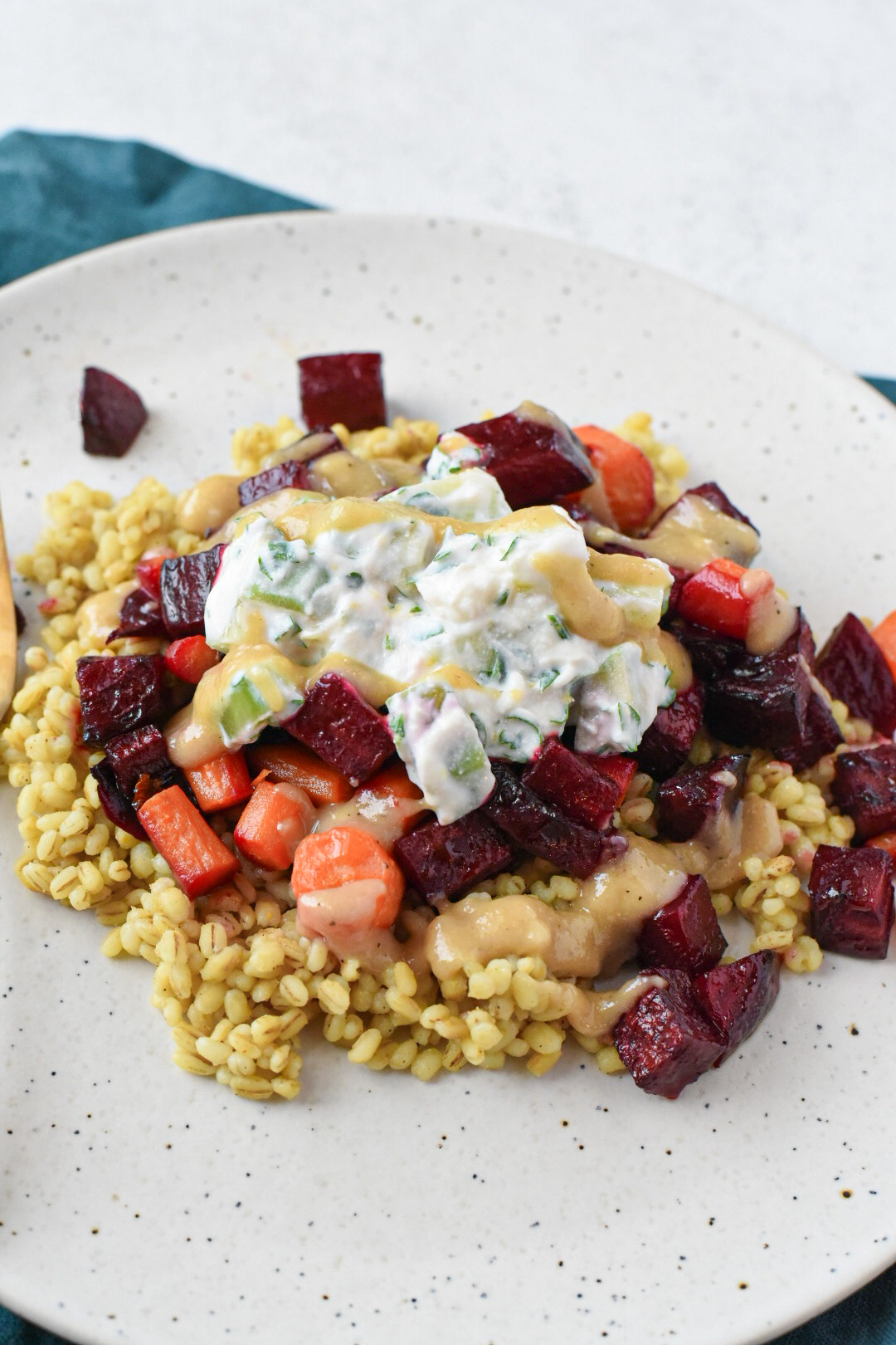 Roasted Beets and Carrots With Lemon Tahini Sauce - Recipe Hippie