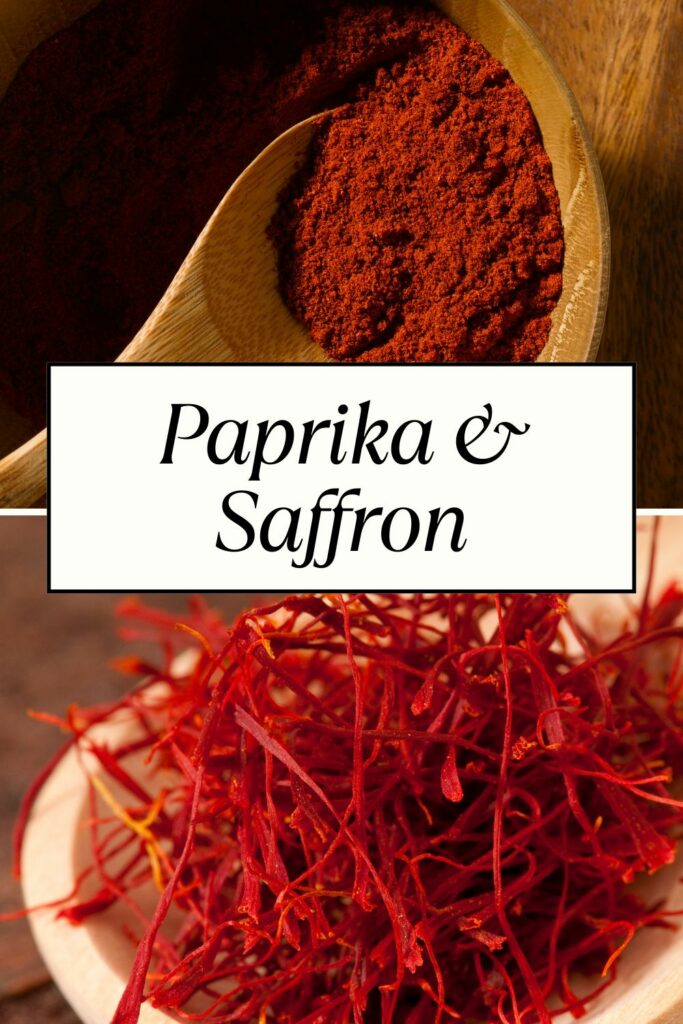 A photo of paprika and saffron spices.